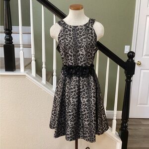 Muse Leopard Print Dress with Black Floral Belt (14)
